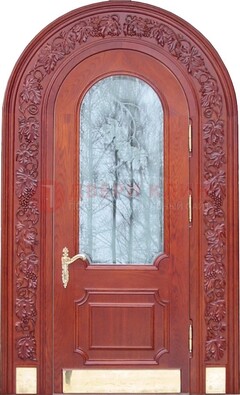 Толстая металлическая арочная дверь со стеклом ДА-20 в Краснодаре
