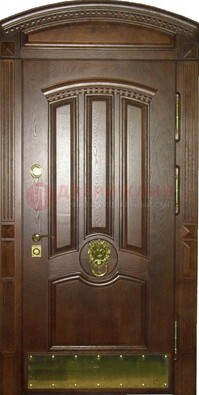 Хорошая стальная арочная дверь с декоративным элементом ДА-23 в Саратове