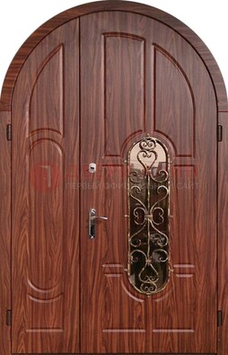 Арочная двухстворчатая стальная дверь Винорит ДА-54 в Саратове