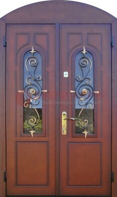 Двухстворчатая стальная дверь Винорит в форме арки ДА-55 в Саратове