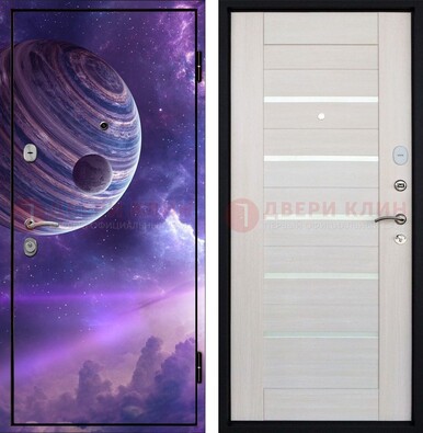 Стальная дверь с фотопечатью планеты ДФ-19 в Саратове