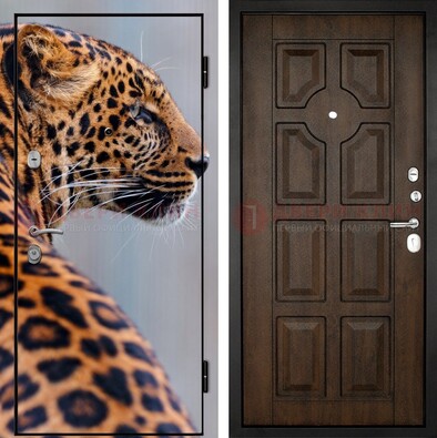 Металлическая дверь с фотопечатью леопарда ДФ-26 в Саратове