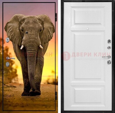 Металлическая дверь с фотопечатью слона ДФ-30 в Саратове