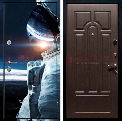 Стальная дверь с фотопечатью космонавта ДФ-4 в Саратове