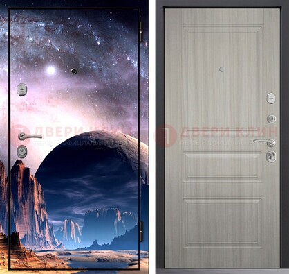 Железная дверь с фотопечатью космоса и планеты ДФ-50 в Саратове