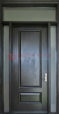 Черная металлическая дверь с фрамугами и стеклом ДФГ-24 в Саратове