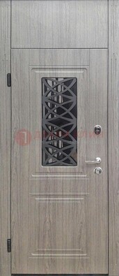 Металлическая дверь Винорит стекло и ковка с фрамугой ДФГ-33 в Саратове