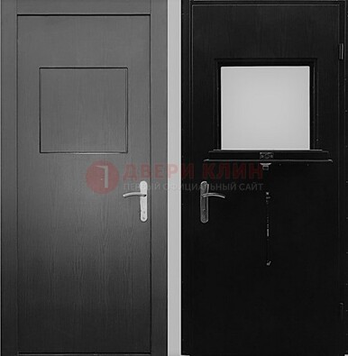 Черная стальная дверь в кассу ламинат внутри ДКС-3 в Саратове