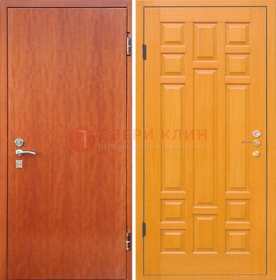 Оранжевая входная дверь с ламинатом МДФ внутри ДЛ-21 в Саратове