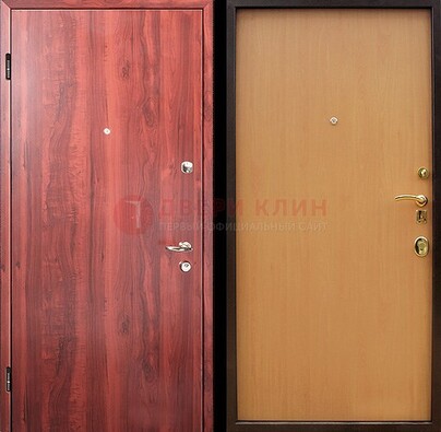 Красная железная дверь с ламинатом ДЛ-3 в Саратове