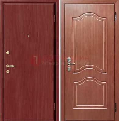 Красная металлическая дверь с ламинатом МДФ внутри ДЛ-8 в Саратове