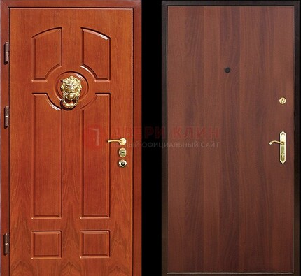 Оранжевая стальная дверь с МДФ ламинат внутри ДМ-18 в квартиру в Саратове