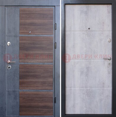 Серая железная дверь коричневой вставкой МДФ ДМ-211 в Саратове