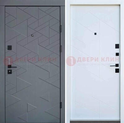 Серая металлическая дверь МДФ с узором  ДМ-224 в Саратове