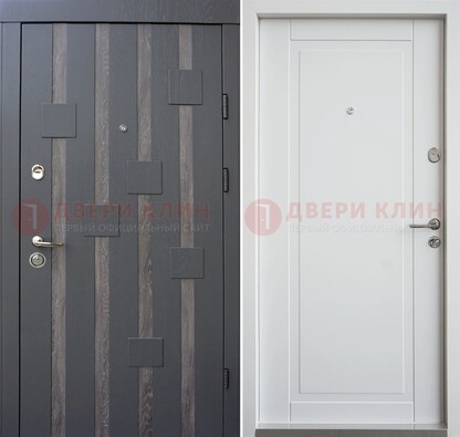 Темная металлическая дверь c белом МДФ внутри ДМ-231 в Саратове