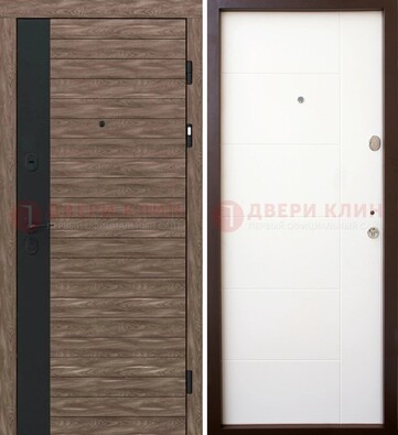 Коричневая входная дверь с черной вставкой МДФ ДМ-239 в Саратове