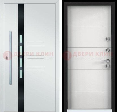 Металлическая дверь в белом цвете с МДФ ДМ-323 в Саратове