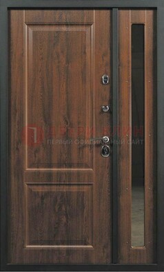 Темная железная дверь с панелью МДФ с зеркалом ДМ-338 в Саратове