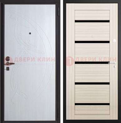 Белая стальная дверь с МДФ ДМ-346 в Саратове