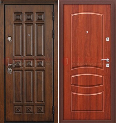 Темная металлическая дверь с МДФ и узором ДМ-364 в Саратове