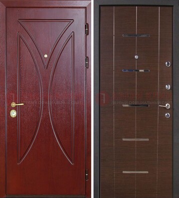 Темно-красная железная дверь с МДФ ДМ-370 в Саратове