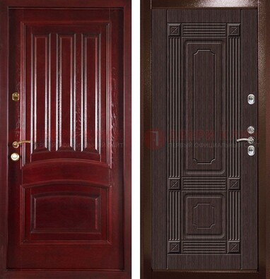 Красная стальная дверь с филенчатой МДФ ДМ-398 в Саратове