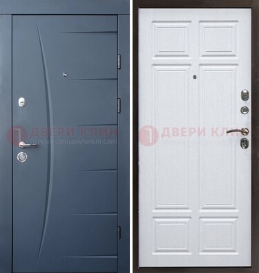 Темно-синяя стальная дверь МДФ белая внутри ДМ-435 в Саратове