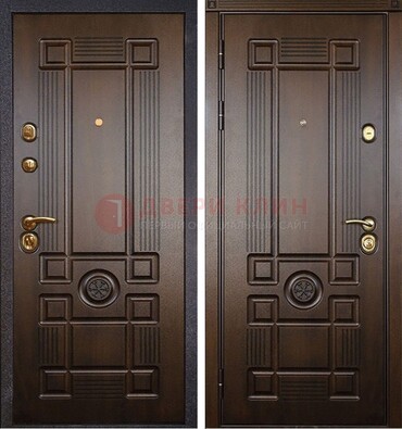 Квартирная коричневая железная дверь с МДФ ДМ-45 в Саратове