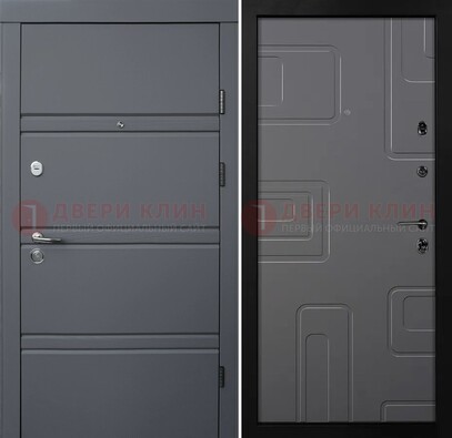 Серая металлическая дверь с МДФ в квартиру ДМ-485 в Саратове