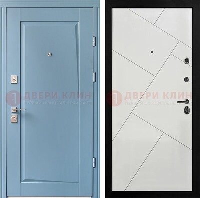 Синяя железная дверь с МДФ панелями ДМ-491 в Саратове