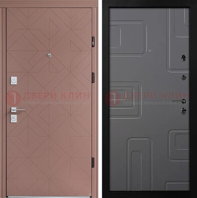 Красная стальная дверь в квартиру с МДФ хайтек ДМ-493 в Саратове