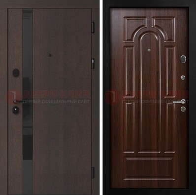 Темная входная дверь с МДФ панелями в квартиру ДМ-499 в Саратове