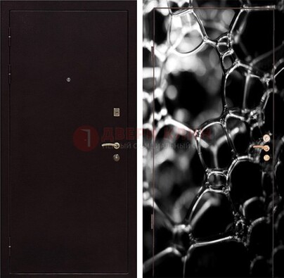Черная стальная дверь с порошковым окрасом с фотопечатью ДП-158 в Саратове