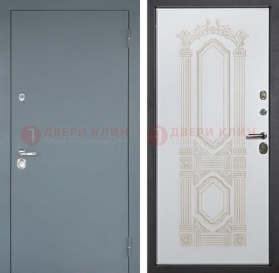 Стальная дверь с порошковым напылением с резной белой МДФ ДП-231 в Саратове
