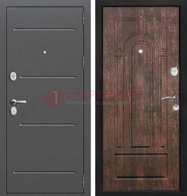 Железная дверь Антик серебро с порошковым напылением и МДФ Тисненый орех ДП-260 в Саратове