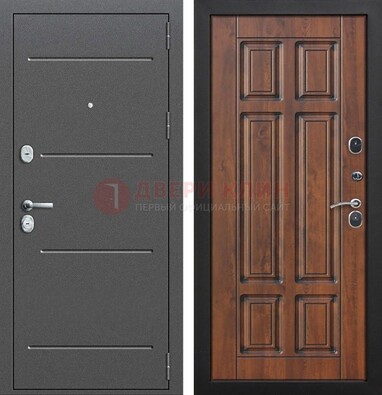 Стальная дверь с порошковым покрытием Антик серебро и филенчатой МДФ ДП-267 в Саратове