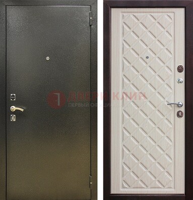 Темно-серая железная дверь с порошковым покрытием и филенчатой МДФ ДП-289 в Саратове
