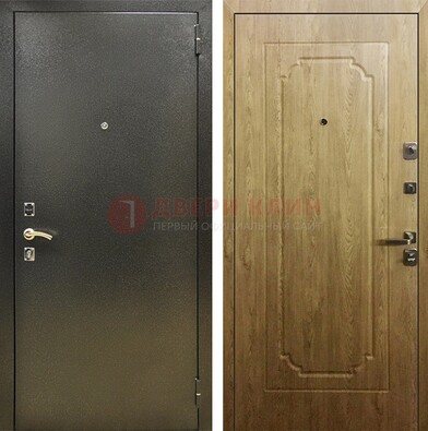 Темно-серая входная дверь с порошковым покрытием и МДФ Золотой дуб ДП-291 в Саратове