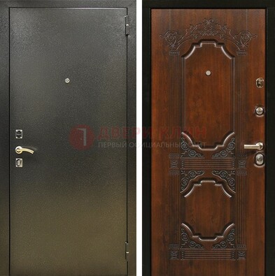 Входная дверь Темное серебро с порошковым покрытием и МДФ с узором ДП-293 в Саратове