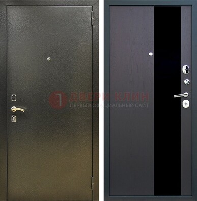 Входная темная дверь с порошковым покрытием и МДФ со стеклом ДП-294 в Саратове