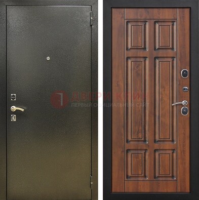 Металлическая входная темная дверь с порошковым напылением и МДФ ДП-299 в Саратове