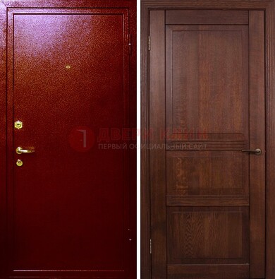 Красная железная дверь с порошковым окрасом ДП-58 в Саратове