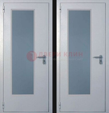 Белая металлическая противопожарная дверь с декоративной вставкой ДПП-5 в Саратове