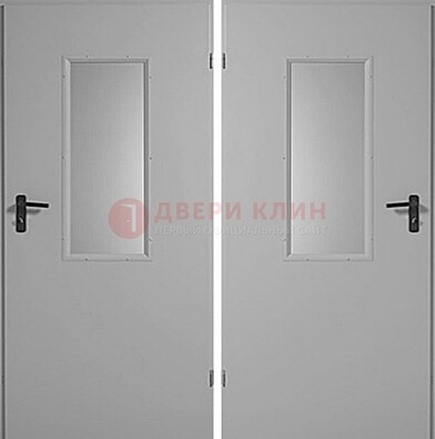 Белая металлическая противопожарная дверь с декоративной вставкой ДПП-7 в Саратове