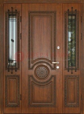 Парадная распашная стальная дверь Винорит со стеклом ДПР-106 в Саратове