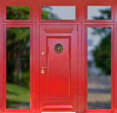 Красная парадная дверь для частного дома ДПР-88 в Саратове