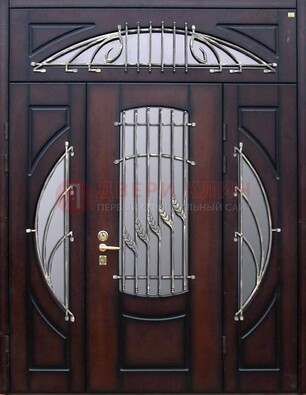 Парадная дверь со стеклянными вставками и ковкой ДПР-9 для улицы в Саратове