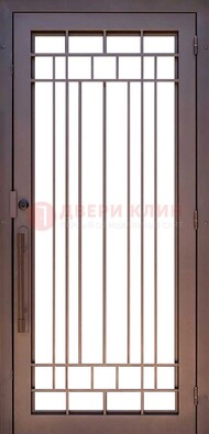 Стальная решетчатая дверь в коричневом цвете ДР-12 в Саратове
