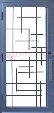 Современная железная решетчатая дверь синяя ДР-31 в Саратове