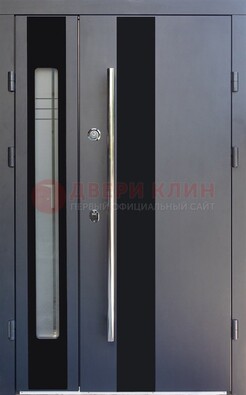 Серая стальная дверь со стеклом ДС-11 в Саратове